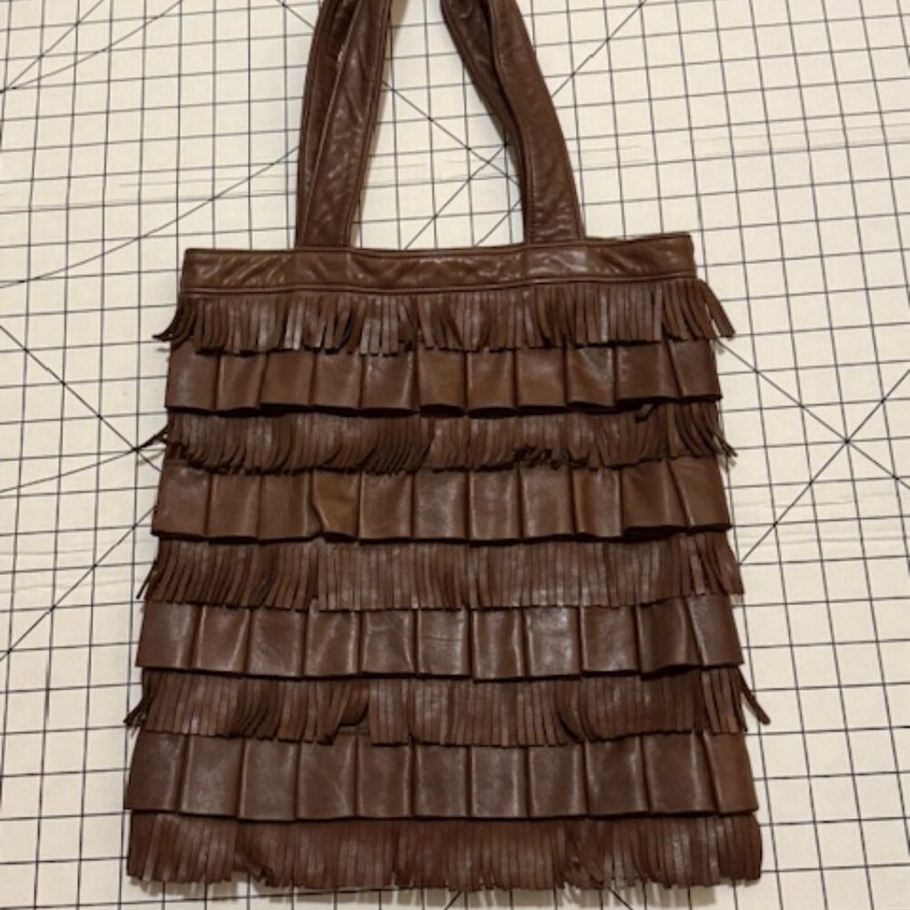 SCULLY WESTERN BROWN LEATHER FRINGE PURSE